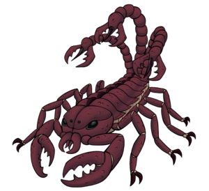 Scorpiotrio is one of my circa 1999 Kreature designs. The original version was just a regular scorpion with three tails. I decided that wasn't good enough so I redesigned it to combine attributes from trilobites and the ancient sea scorpion Megalograptus. It used to have a null form called Scorpioduo that had two tails, which I nixed for being redundant.