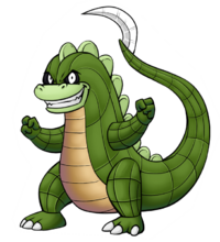 Along with Dennis and Kristy, Wally is one of Battle Kreaturez' three oldest characters, dating back to the first draft in 1999. Every "collectable fighting monster" franchise has its own mascot and Wally's species became one unintentionally. I decided to parody this by *literally* making him the Wyldcard team's mascot, to his immense displeasure.