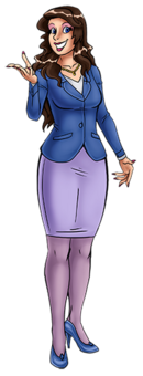 I designed Vanessa with the goal in mind of her being the opposite of Kristy; wears blue instead of red, short instead of tall, slender instead of curvy.