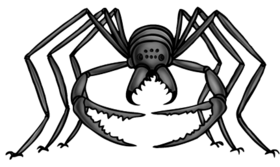 Kraaster's design is sort of an arachnid composite; basically a solifugid with the eyes of a wolf spider, the fangs of a long-jawed orb weaver, the pincers of a scorpion, the limbs of an opilione and the noxious secretions of a vinegaroon.